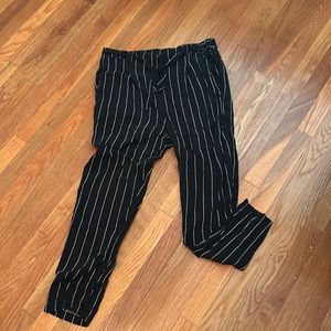 Black and white striped dress pants